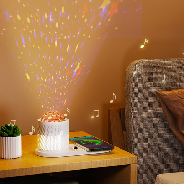 K21B  3 in 1  wireless charging with Bluetooth speaker & night light