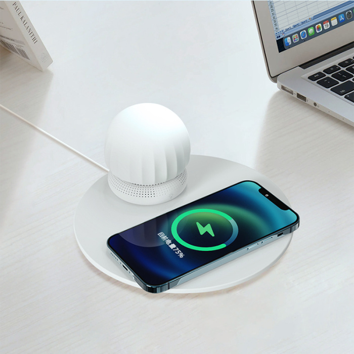 K22S  4 in 1 wireless charger with Portable bluetooth speaker & night light