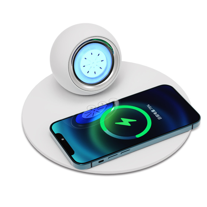 K22B  4 in 1 wireless charger with colorful night light, bluetooth speaker, aromatherapy balm