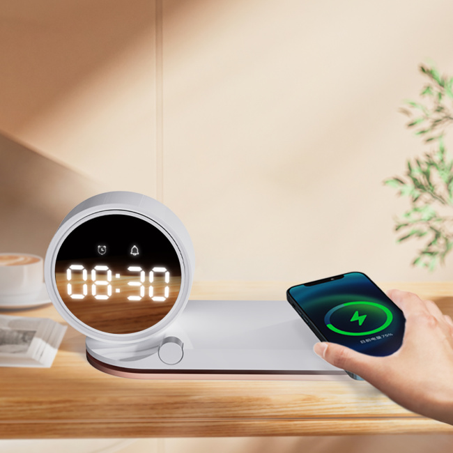 K02T  3 in 1 wireless charger with Creative clock & night light