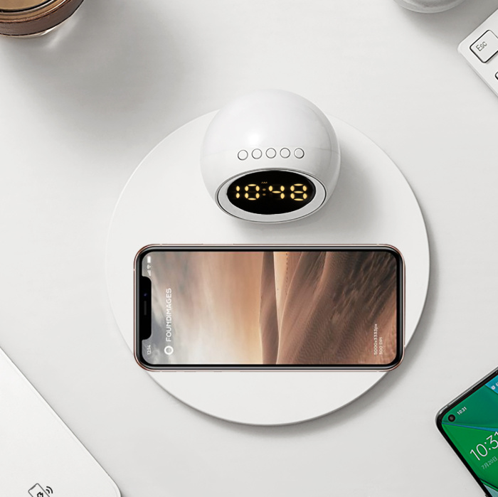 K22T 3 in 1 wireless charger with Creative clock & night light