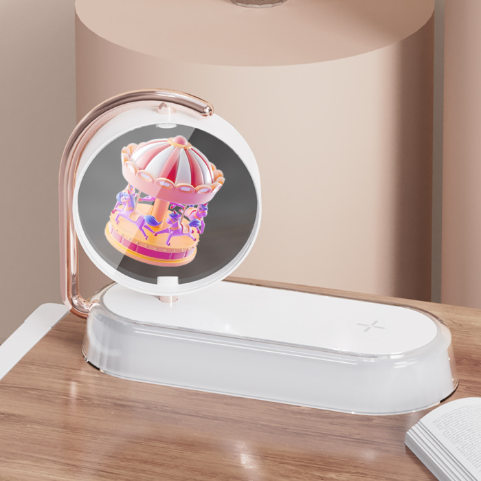 K01WIFI 3 in 1 wireless charger with Naked eye 3D and night light
