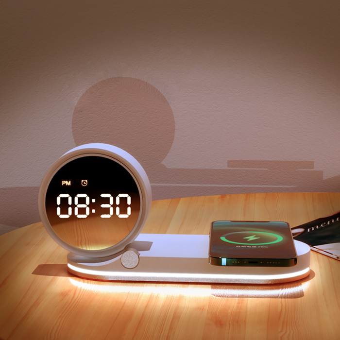 K02T  3 in 1 wireless charger with Creative clock & night light