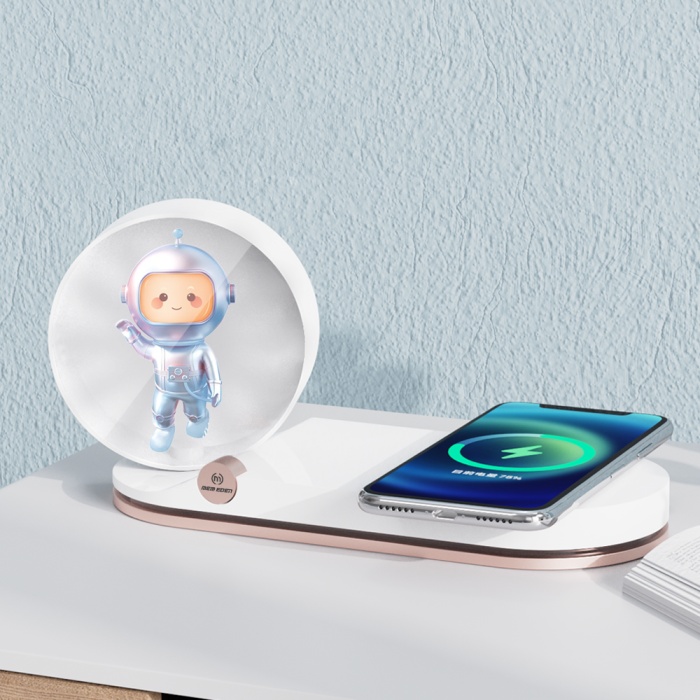 K02 3 in 1 wireless charger with Naked eye 3D and night light