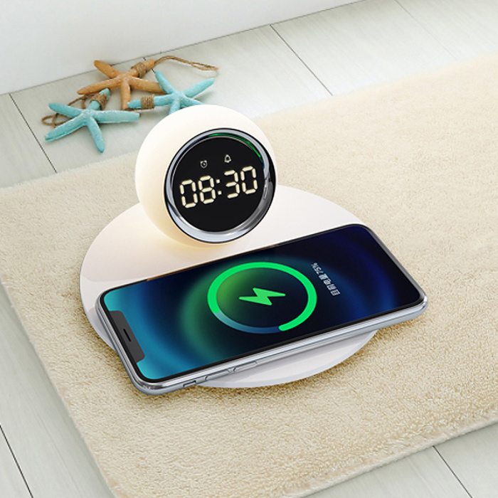 K22T 3 in 1 wireless charger with Creative clock & night light