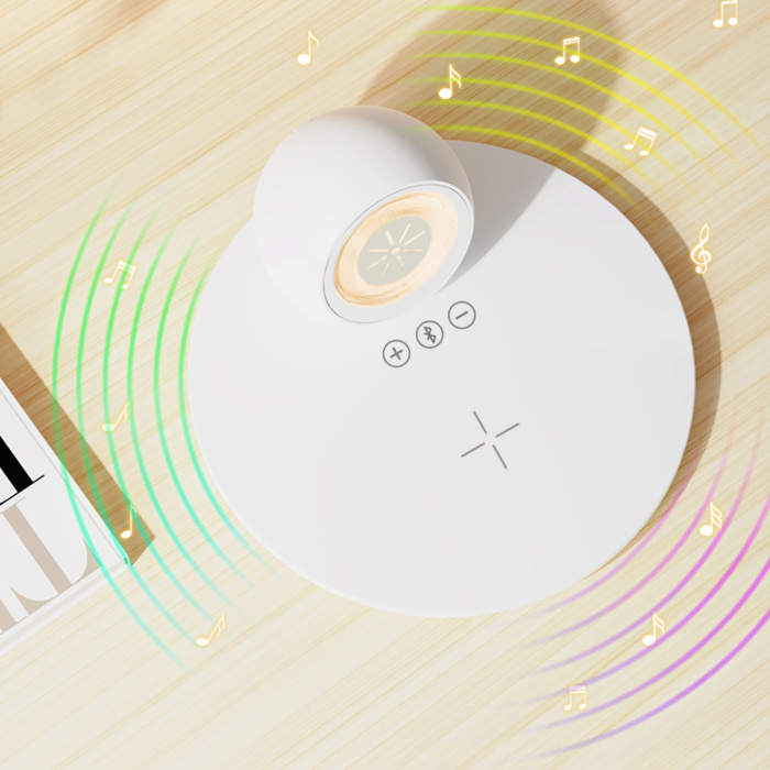 K22B  4 in 1 wireless charger with colorful night light, bluetooth speaker, aromatherapy balm