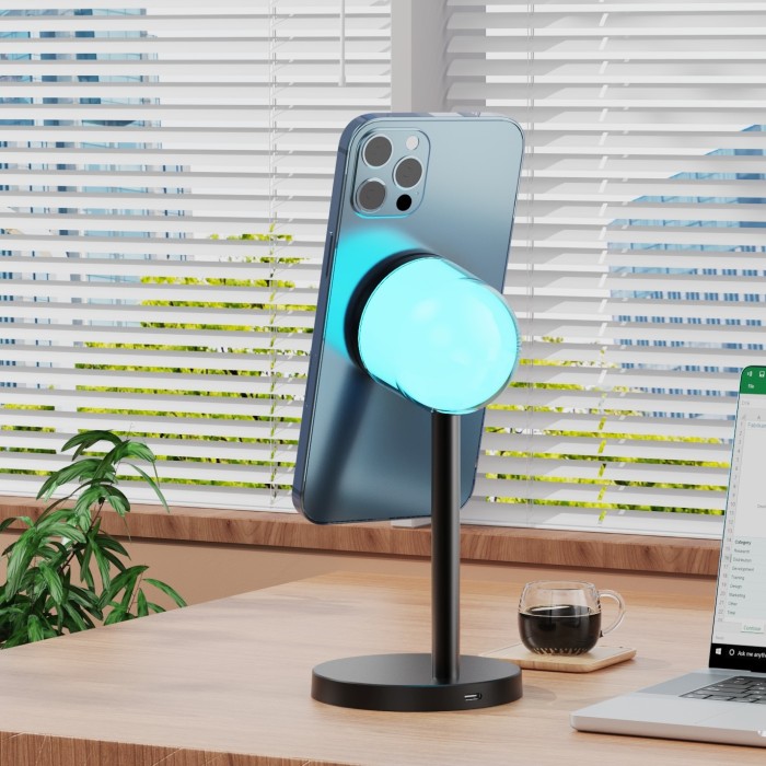 2 in 1 magnetic Dual pad wireless charger with colorful night light