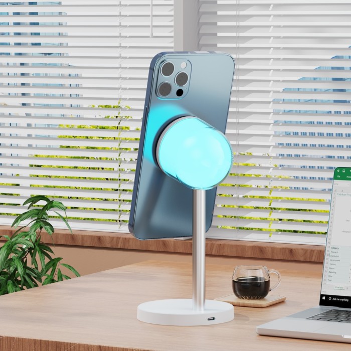 2 in 1 magnetic Dual pad wireless charger with colorful night light