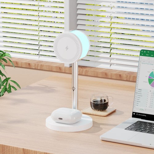 2 in 1 magnetic Dual pad wireless charger with colorful night light