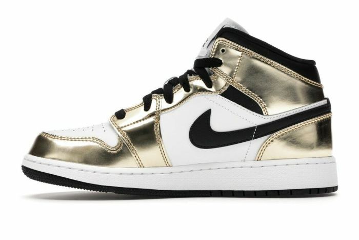 Air Jordan 1 Mid Metallic Gold Black White