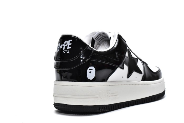 Bape Sk8 Sta Low Black and white patent leather