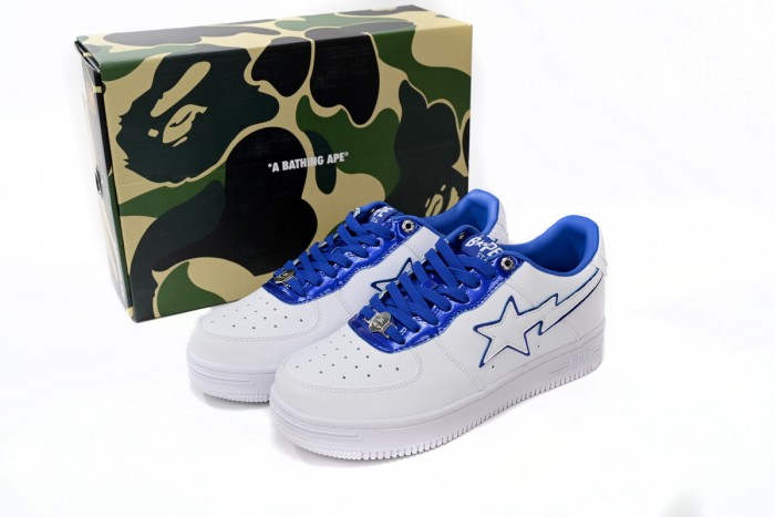 A Bathing Ape Bape Sta Patent Leather White Blue