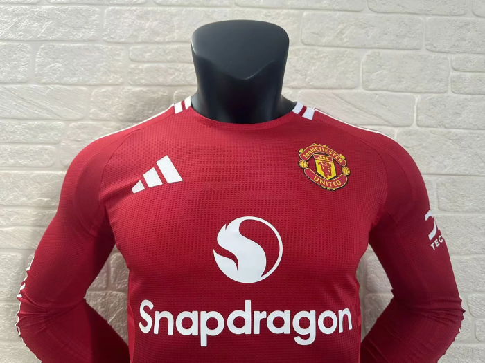 Manchester United Home Player Long Sleeve Jersey 24/25