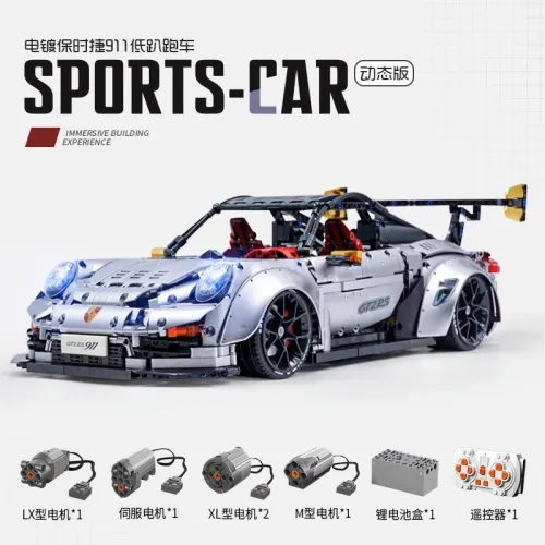 1:8 保時捷963 保時捷911 積木賽車模型 拼裝模型 兼容樂高 遙控車 燈光模型