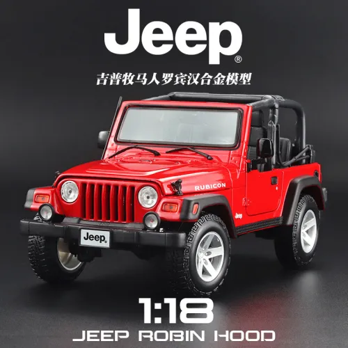 1:18JEEP吉普羅賓漢敞篷越野車 合金車模 大號越野車模型擺件 美馳圖