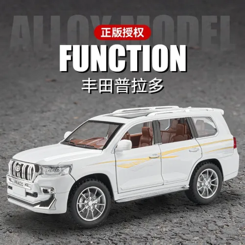 1:24仿真合金豐田 普拉多車模 回力聲光6開門玩具擺件