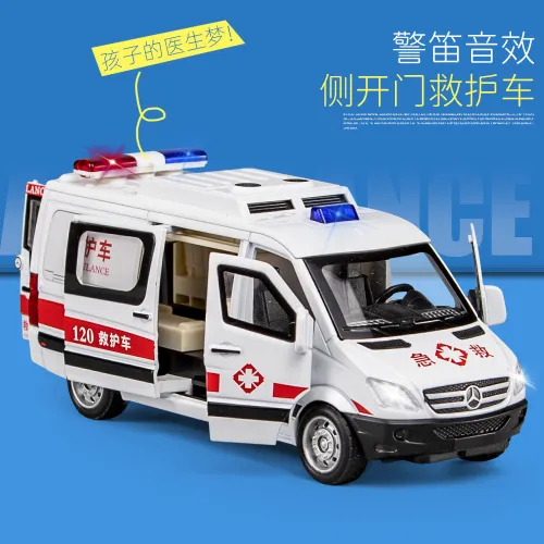 1:32賓士120救護車仿真音效帶聲光回力功能童子玩具