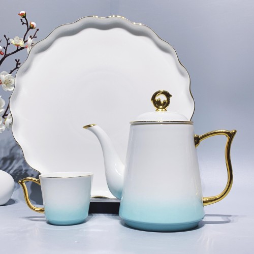 European Style Bone China Living Room Mug Family Modern Luxury Golden Painted Tea Cup Coffee Cup Set Gift Box