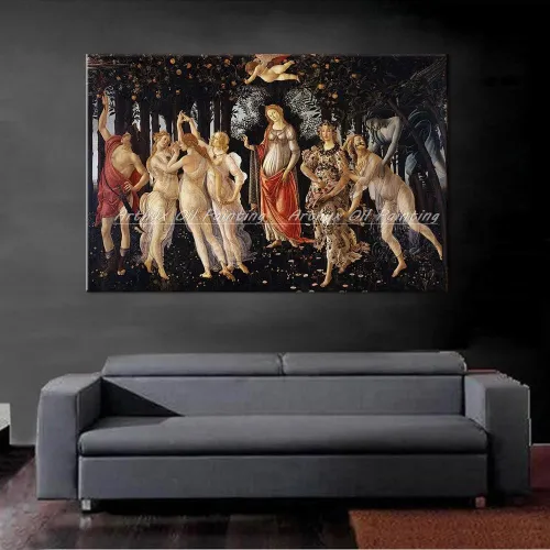 Hand Made Reproduction amous Oil Painting On Canvas,Copy Of Botticelli's Primavera Full Size Pictures For Living Room,Home Decor