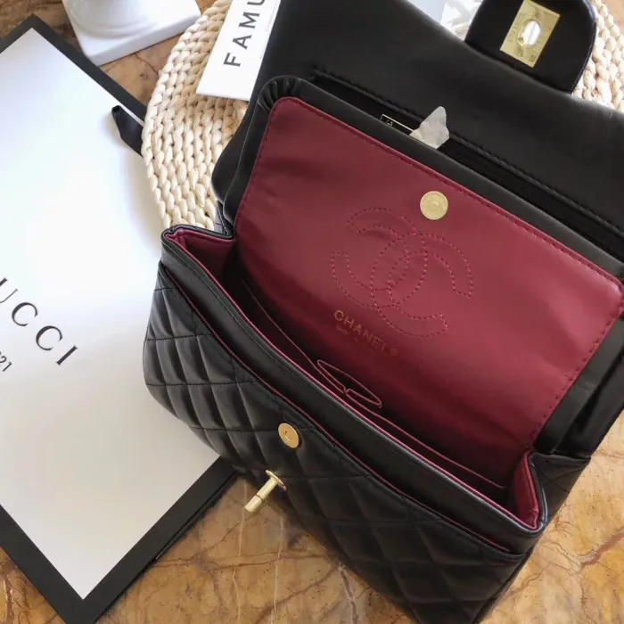 CHANEL Black Fashion Aged Calfskin Zipper & Hasp Criss-cross Genuine Leather Women's Handbags Clutches Wallet Combination Bags