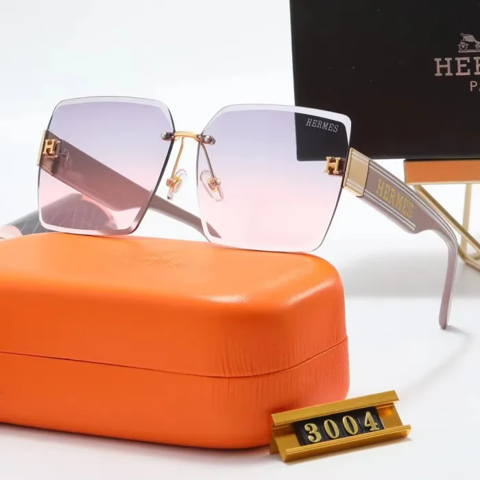 HERMES Champagne PC Multi AC Women's Outdoor Rimless Sunglasses
