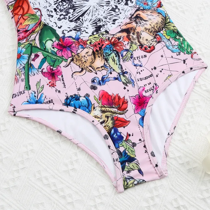 DIOR Colorful Digital Print One Piece DOT Backless Spandex/Polyester Printed Sunmmer Female Adult Holiday