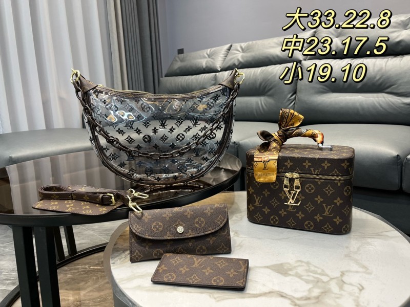 LOUIS VUITTON Brown Lady Letter Zipper Letter Genuine Leather Women's Handbags Shoulder Bags Wallet Small box bag Combination Packages