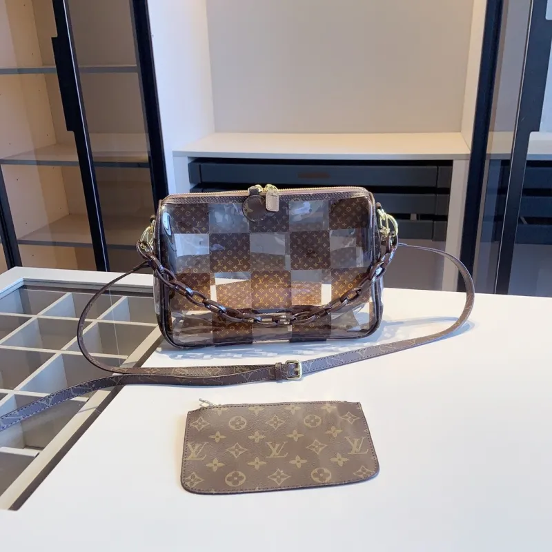 LOUIS VUITTON Brown Lady Letter Zipper Letter Genuine Leather Women's Handbags Shoulder Bags Wallet Combination Packages
