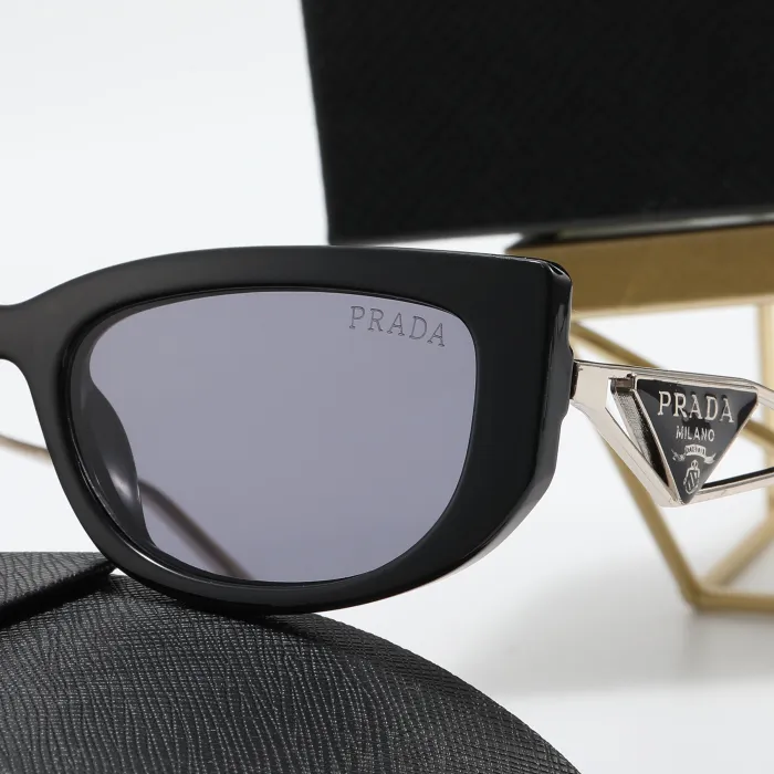 PRADA S Black PC Multi AC Women's Outdoor Cat Eye Sunglasses