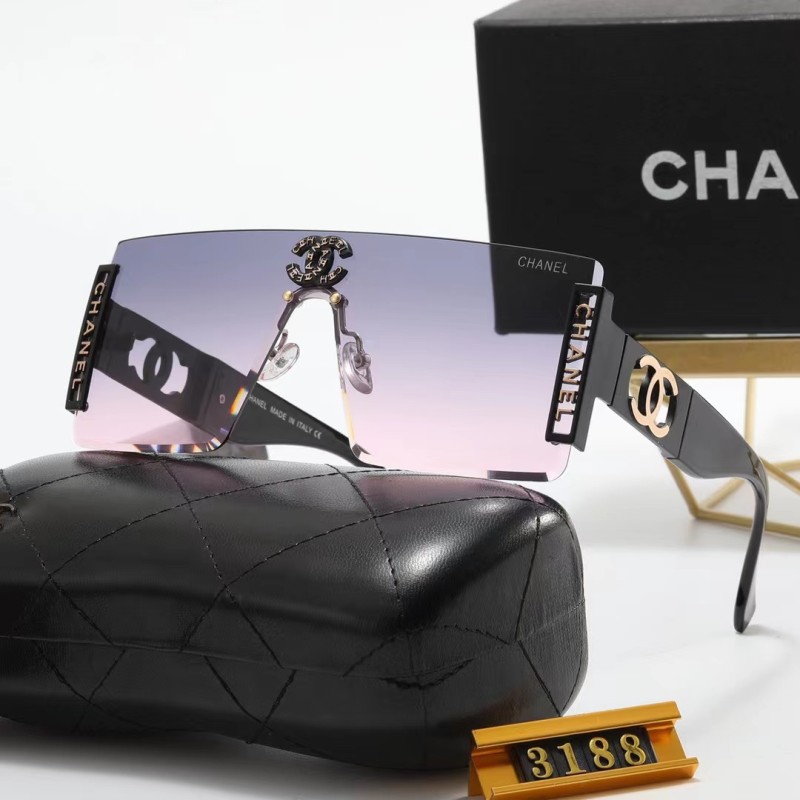 CHANEL S Black PC Multi AC Women's Outdoor Rimless Sunglasses