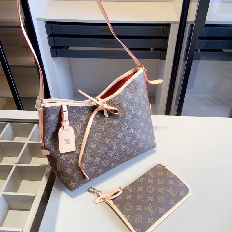 LOUIS VUITTON Brown Lady Letter Zipper Letter Genuine Leather Women's Handbags Shoulder Bags Wallet Combination Packages