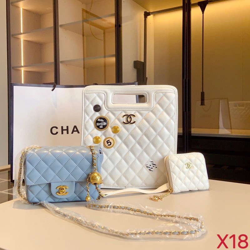 CHANEL White Lady Diamond line Zipper Other Genuine Leather Women's Handbags Wallet Shoulder Bags Combination Packages