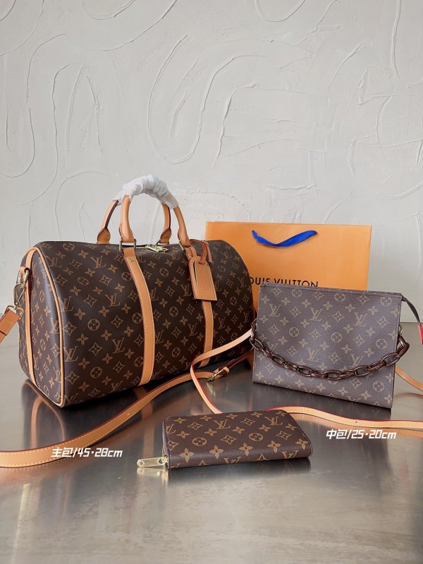 LOUIS VUITTON Brown Lady Letter Zipper Letter Genuine Leather Women's Handbags Shoulder Bags Wallet traveling bag Combination Packages