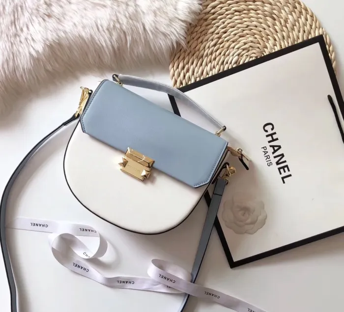 DIOR Blue Fashion Letter Zipper & Hasp Criss-cross Genuine Leather Women's Handbags Shoulder Bags Wallet Combination Bags
