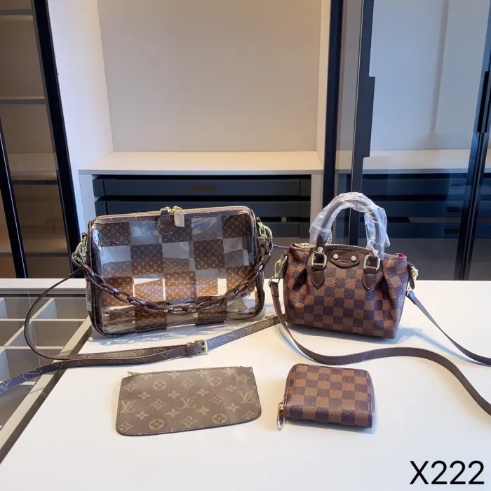 LOUIS VUITTON Brown Lady Letter Zipper Letter Genuine Leather Women's Handbags Shoulder Bags Wallet Combination Packages