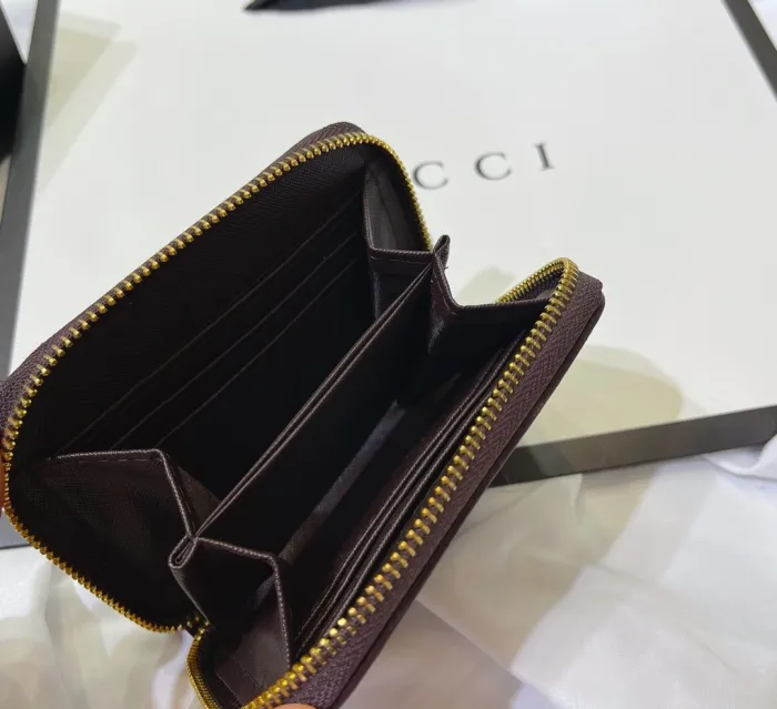 GUCCI Brown Fashion Letter Zipper & Hasp Letter Genuine Leather Women's Handbags Tote Bags Wallet Combination Bags