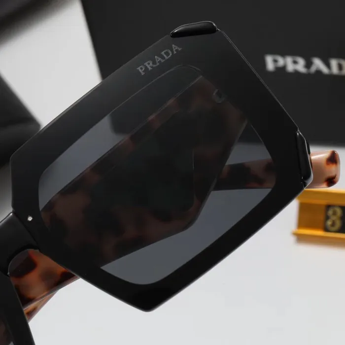 PRADA S Black PC Multi AC Women's Outdoor Rectangle Sunglasses
