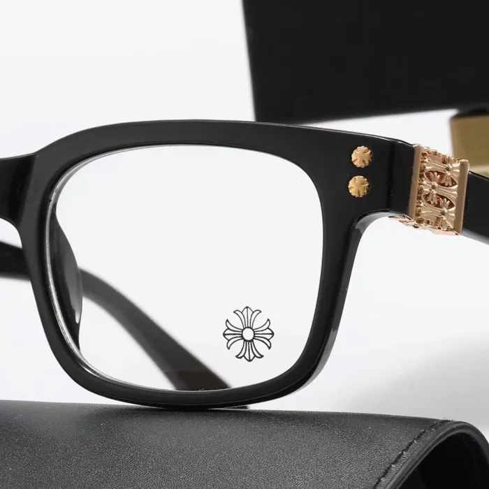 Chrome Hearts S Black PC Clear AC Women's Outdoor Rectangle Sunglasses