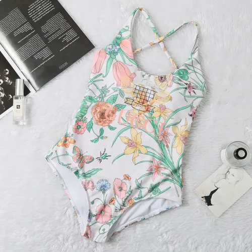GUCCI White Digital Print One Piece DOT Backless Spandex/Polyester Printed Sunmmer Female Adult Holiday
