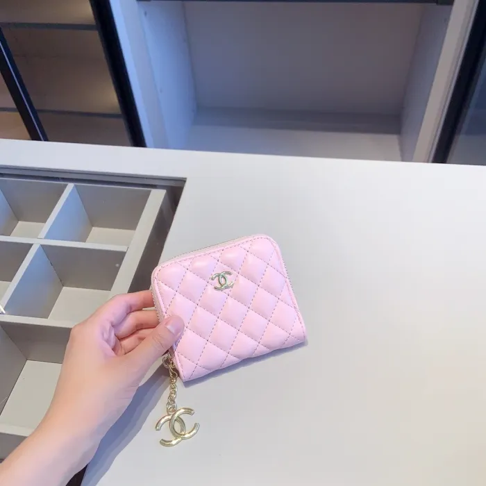 CHANEL Pink Lady Geometric Zipper Criss-cross PU Women's Shoulder Bags Handbags Wallet Combination Packages