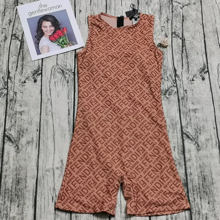 FENDI Orange Digital Print One Piece DOT Backless Spandex/Polyester Printed Sunmmer Female Adult Holiday