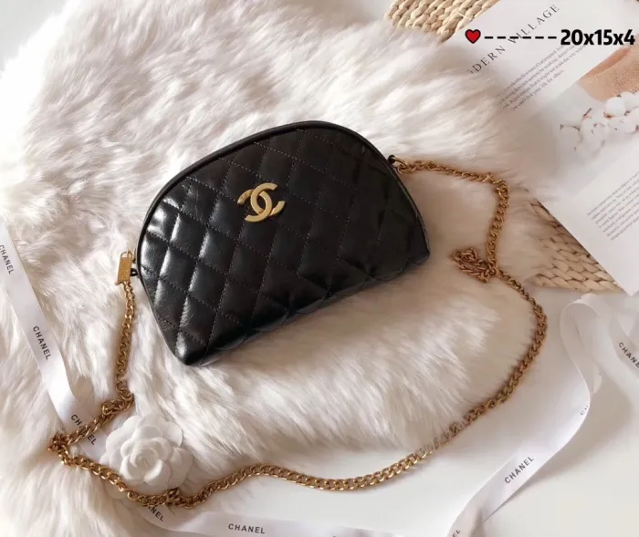 CHANEL Black Fashion Aged Calfskin Zipper & Hasp Criss-cross Genuine Leather Women's Handbags Backpacks Wallet Combination Bags