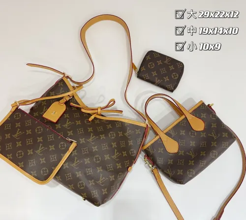 LOUIS VUITTON Brown Fashion Monogram Zipper & Hasp Letter Genuine Leather Women's Handbags Tote Bags Wallet Combination Bags
