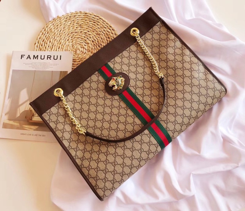 GUCCI Brown Fashion Letter Zipper & Hasp Letter Genuine Leather Women's Handbags Tote Bags Wallet Combination Bags