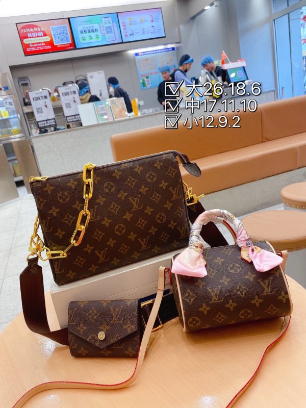 LOUIS VUITTON Pink Black Brown Lady Letter Zipper Letter Genuine Leather Women's Handbags Shoulder Bags Wallet lipstick bag Combination Packages