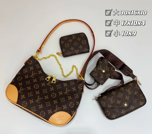 LOUIS VUITTON Brown Fashion Monogram Zipper & Hasp Letter Genuine Leather Women's Handbags Tote Bags Wallet Combination Bags