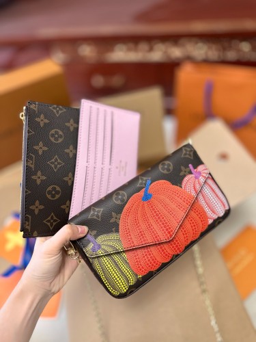 LOUIS VUITTON LV Orange Fashion Friuit Zipper & Hasp Cartoon Printing Genuine Leather Handbags Shoulder Bags