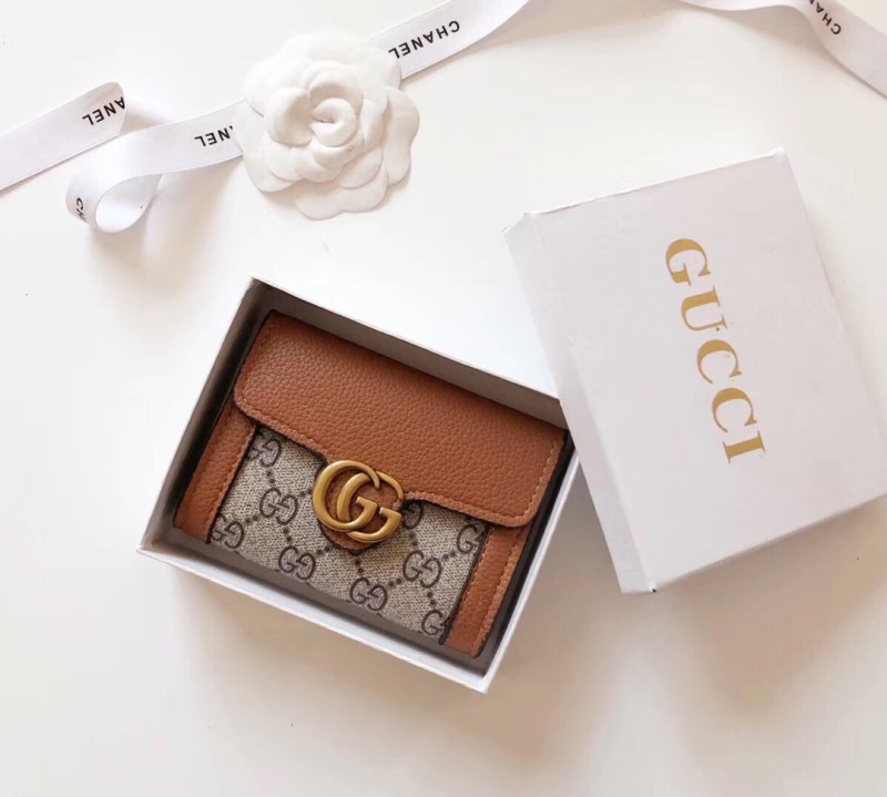 GUCCI Brown Fashion Letter Zipper & Hasp Letter Genuine Leather Women's Handbags Shoulder Bags Wallet Combination Bags