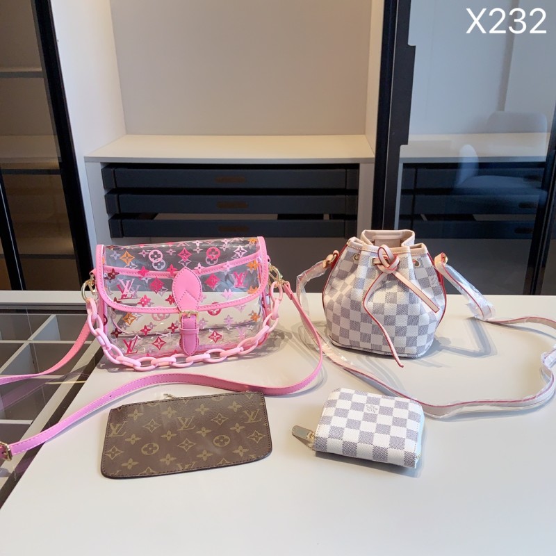 LOUIS VUITTON Pink Lady Letter Zipper Letter Genuine Leather Women's Handbags Shoulder Bags Wallet Combination Packages