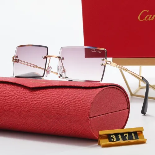 Cartier Champagne PC Multi AC Women's Outdoor Rectangle Sunglasses